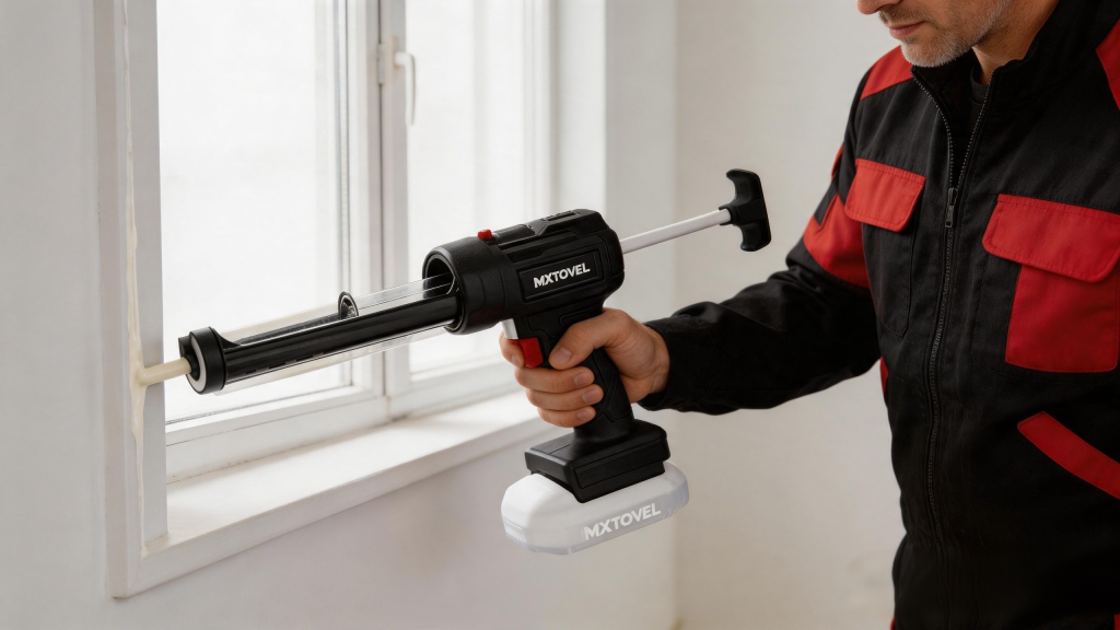 Cordless Caulking Gun for window sealing