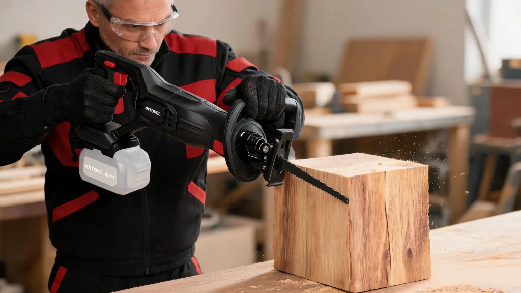 Brushless Reciprocating Saw Cutting Wood